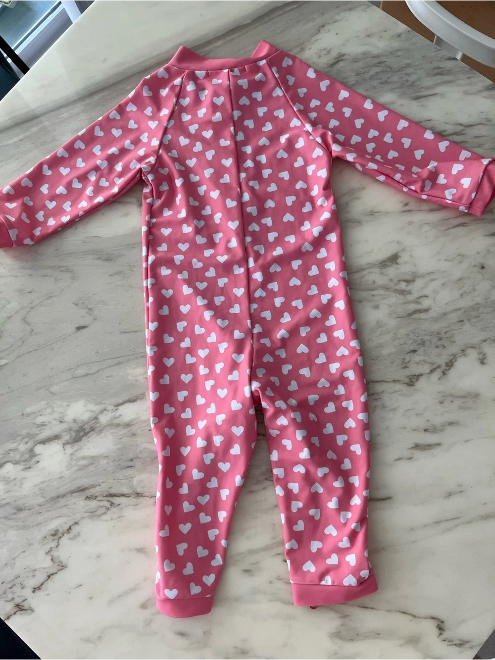 Girls' Pink Heart One-Piece Swim Suit with Front Zip